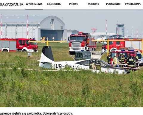 Na lotnisku w Rzeszowie rozbił się samolot. Są ranni