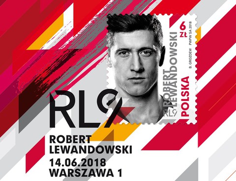 Robert Lewandowski on stamps in Poland