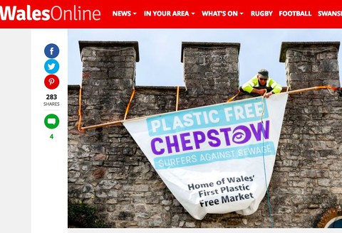 Town celebrates becoming 'plastic-free' with huge plastic banner   