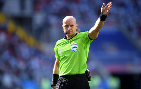 Marciniak the assistant referee of the video during the match between France and Peru