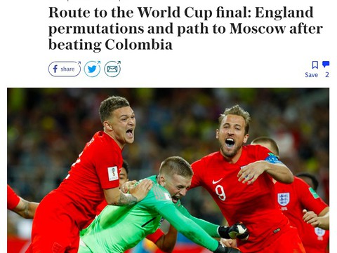Brytyjska prasa w ekstazie po wygranej z Kolumbią