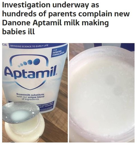 Dzieci w UK chorują po wypiciu mleka Aptamil