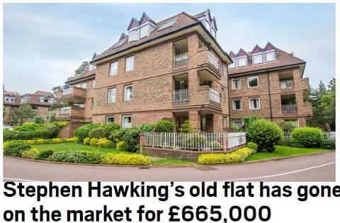 Dawne mieszkanie Hawkinga można kupić za 665 tys. funtów