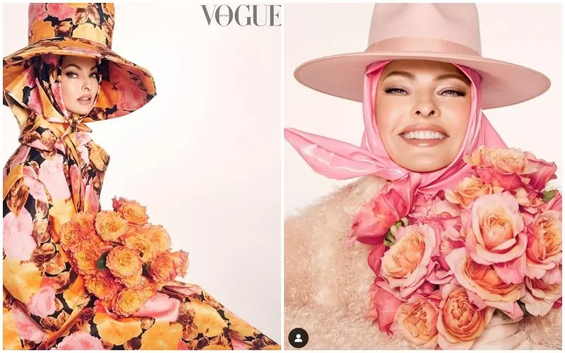 Linda Evangelista na okładce "Vogue’a"... z twarzą oklejoną taśmą kryjącą