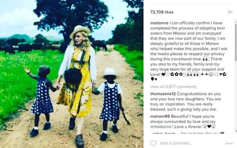 Madonna adoptowała bliźniaczki z Malawi